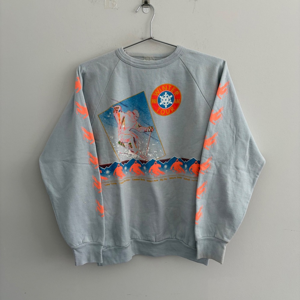 Vintage Alore Winter Program Tour Ski Sweatshirt Mens Medium Blue Orange